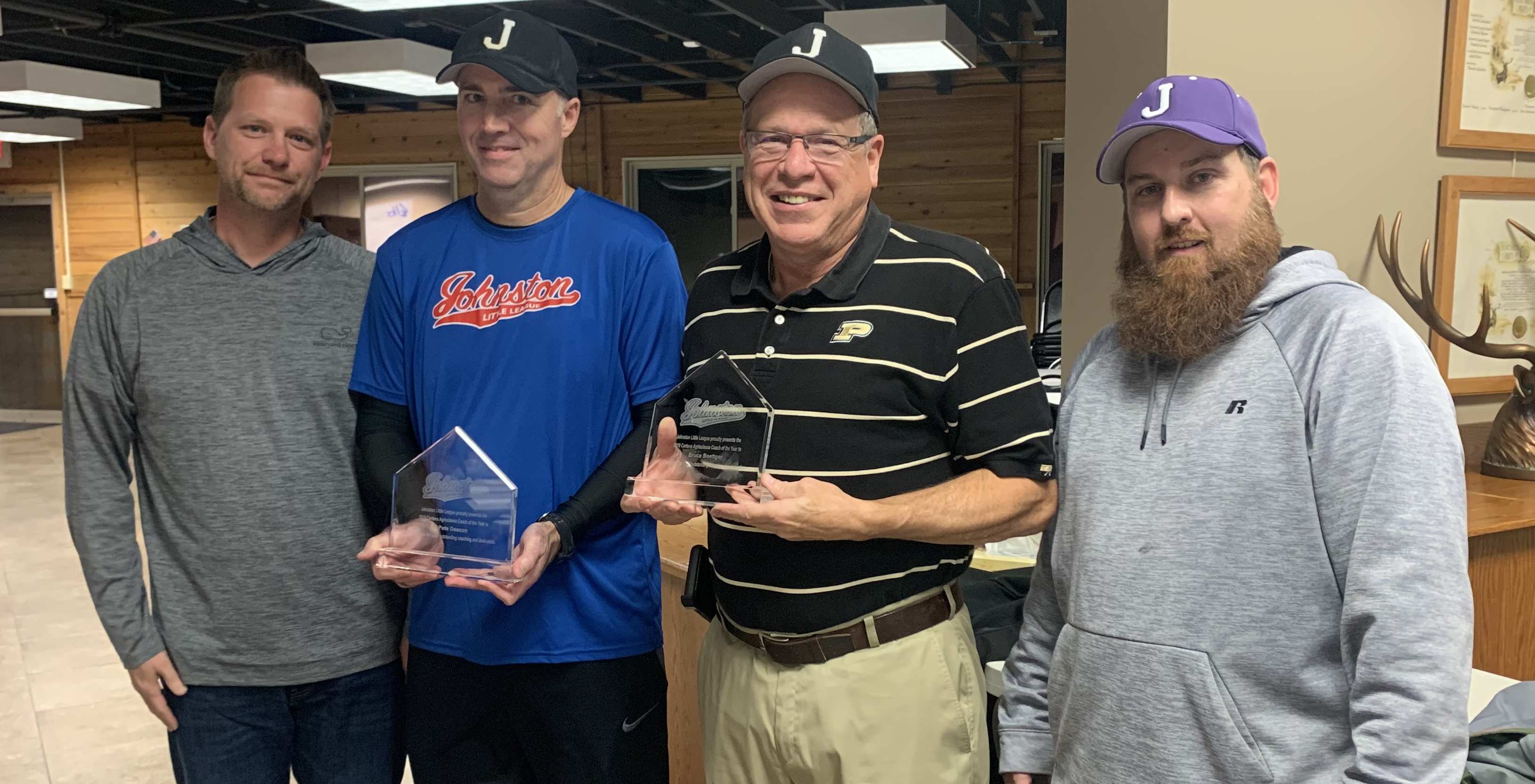 2018 Johnston Little League Coaches of the Year.Travis Burleson, JLL Coaching Coordinator; Stuart Ruddy; Howard Kenney; Eric Gude, JLL President